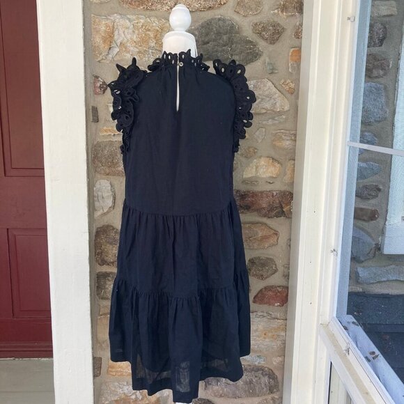 SEA New York Lee Linen Cotton Flutter Sleeve Tiered Tunic Eyelet Dress - Picture 9 of 12